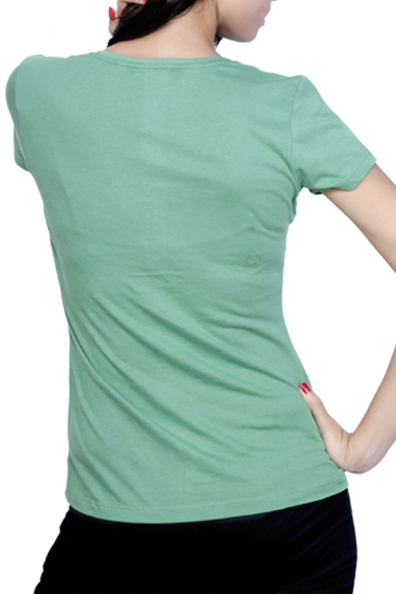 DS green cotton stylish t-shirt for women at aamnaaya.com